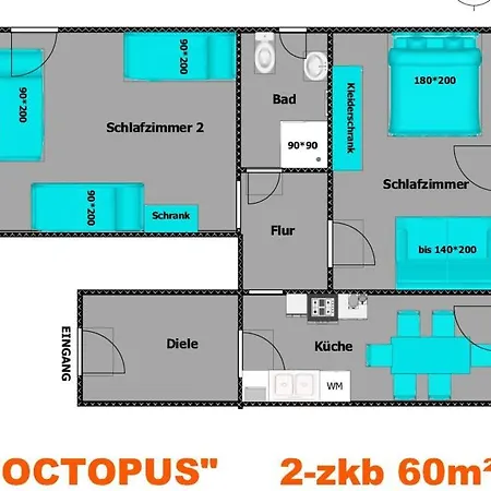 شقة Octopus-2 Monteurwohnung In Zentrum! 2-zkb Im 2og