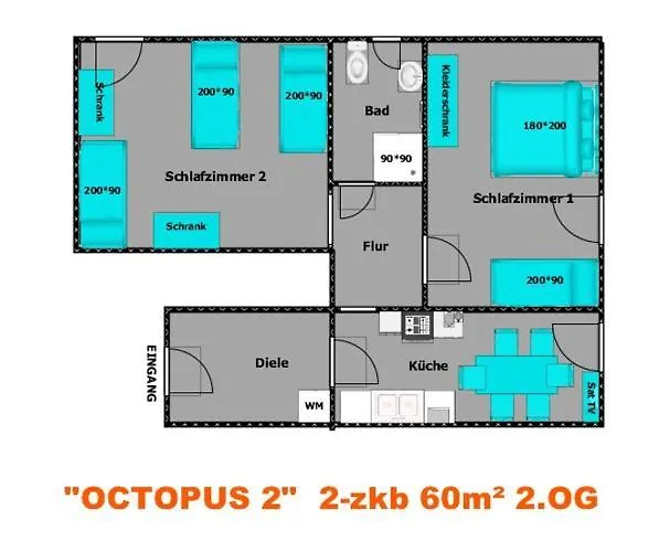 Octopus-2 Monteurwohnung In Zentrum! 2-zkb Im 2og